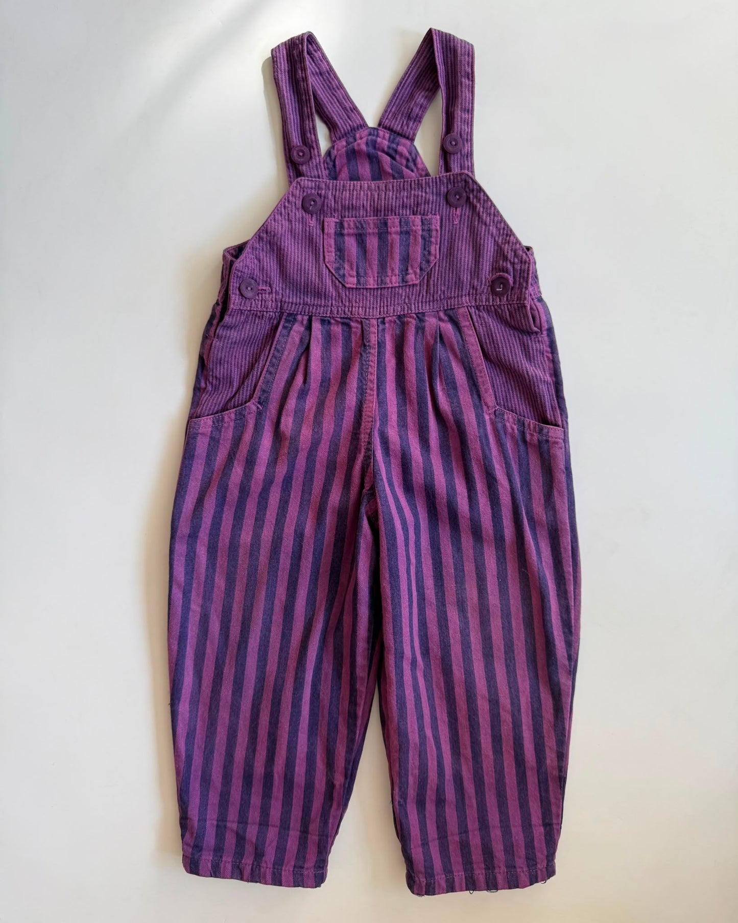Vintage BHS Purple Stripe Dungarees 18-24M