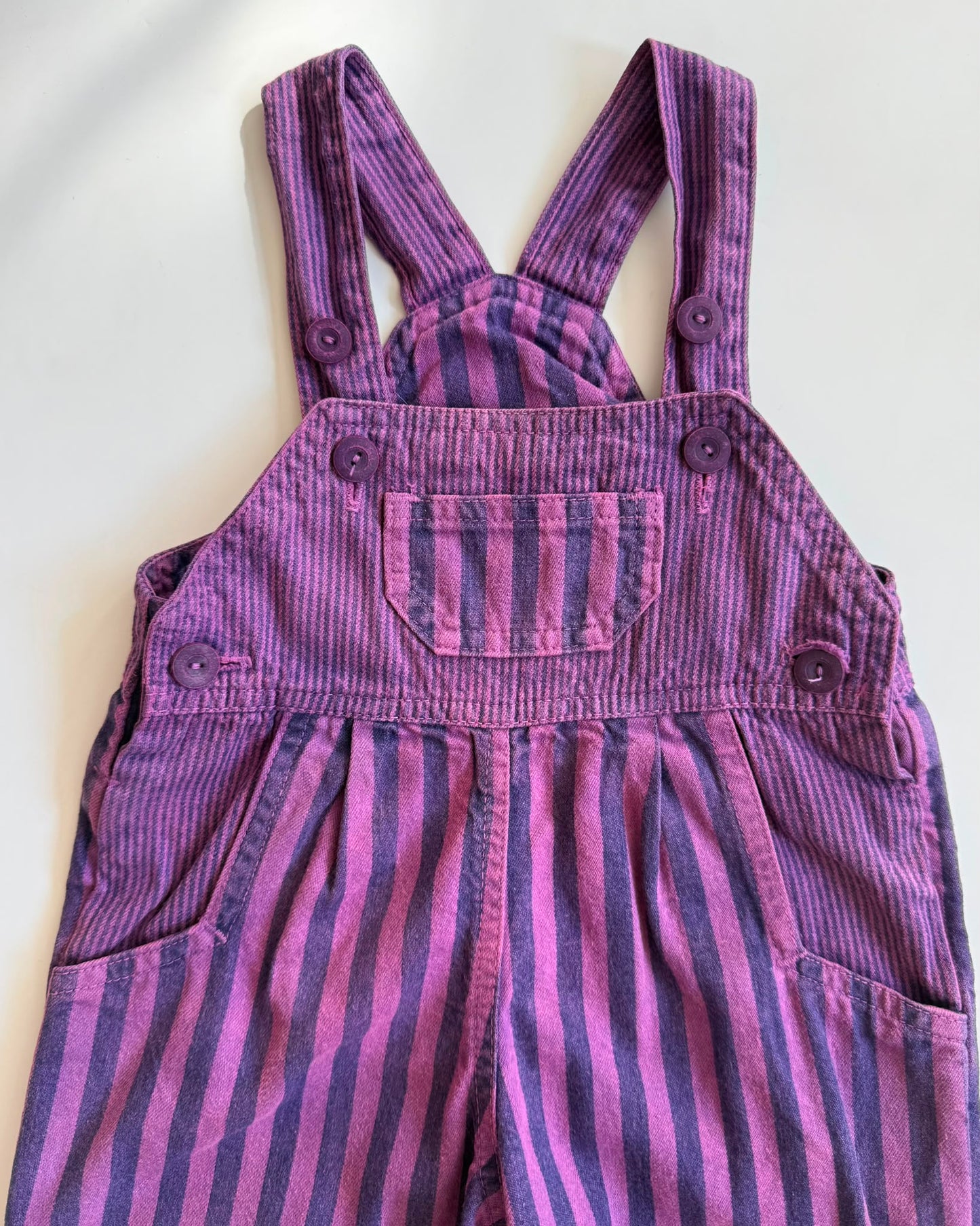 Vintage BHS Purple Stripe Dungarees 18-24M