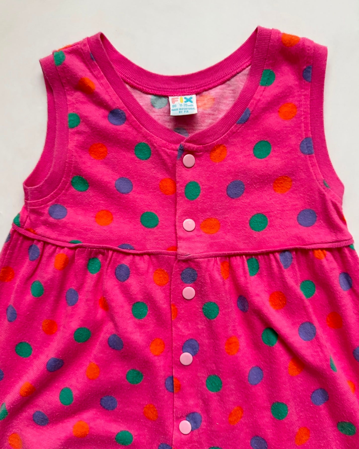 Vintage Fix Pink Polka Dot Romper Jumpsuit 11-20M 82 Cotton 90s