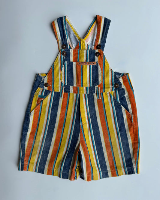 Vintage St Michael Rainbow Stripe Short Dungarees 12-18M