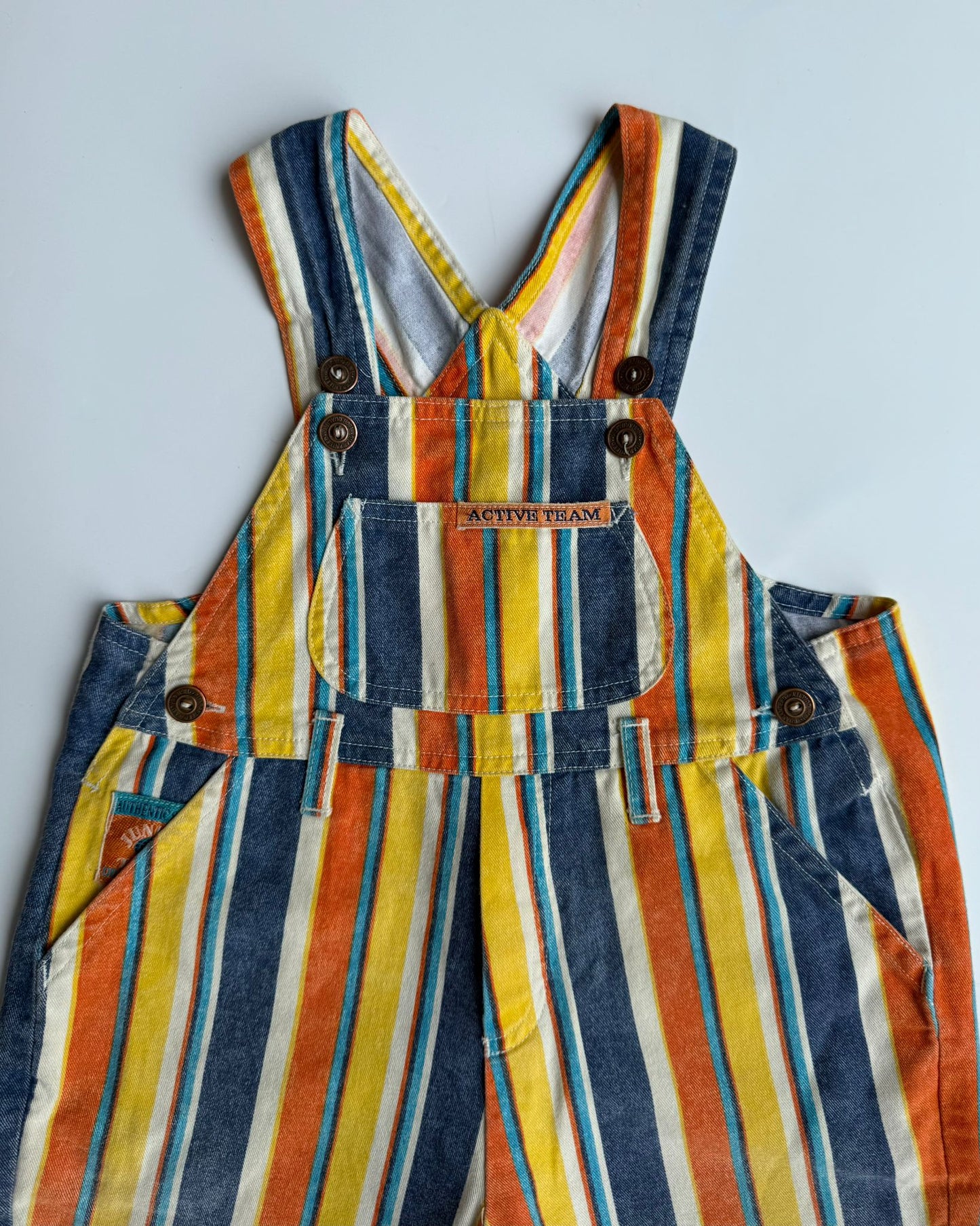 Vintage St Michael Rainbow Stripe Short Dungarees 12-18M