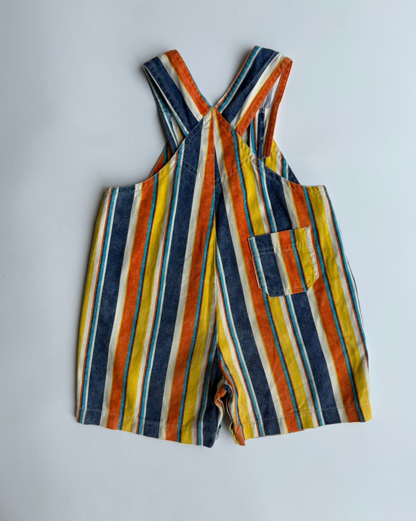 Vintage St Michael Rainbow Stripe Short Dungarees 12-18M