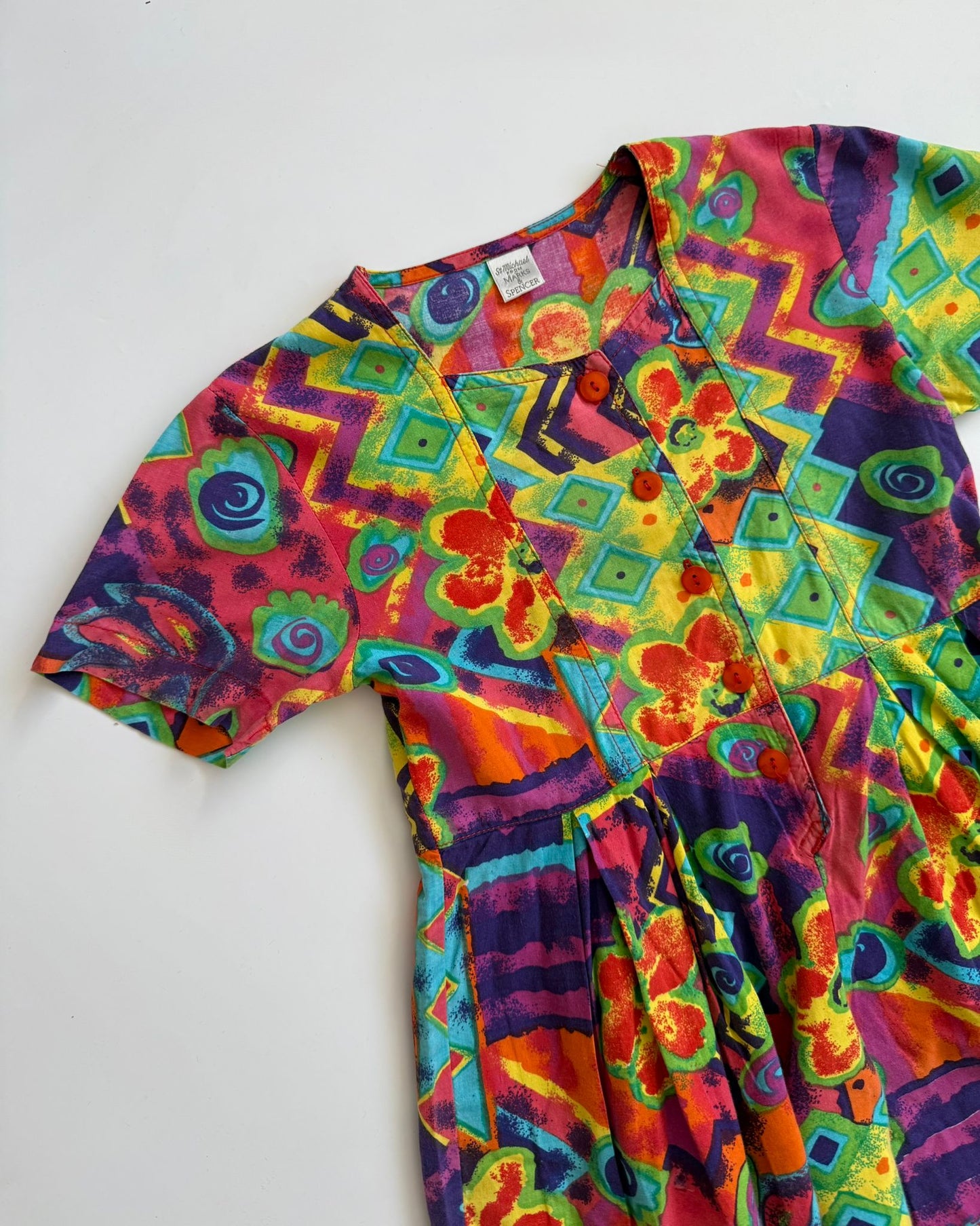 Vintage St Michael Abstract Print Playsuit 6 Years