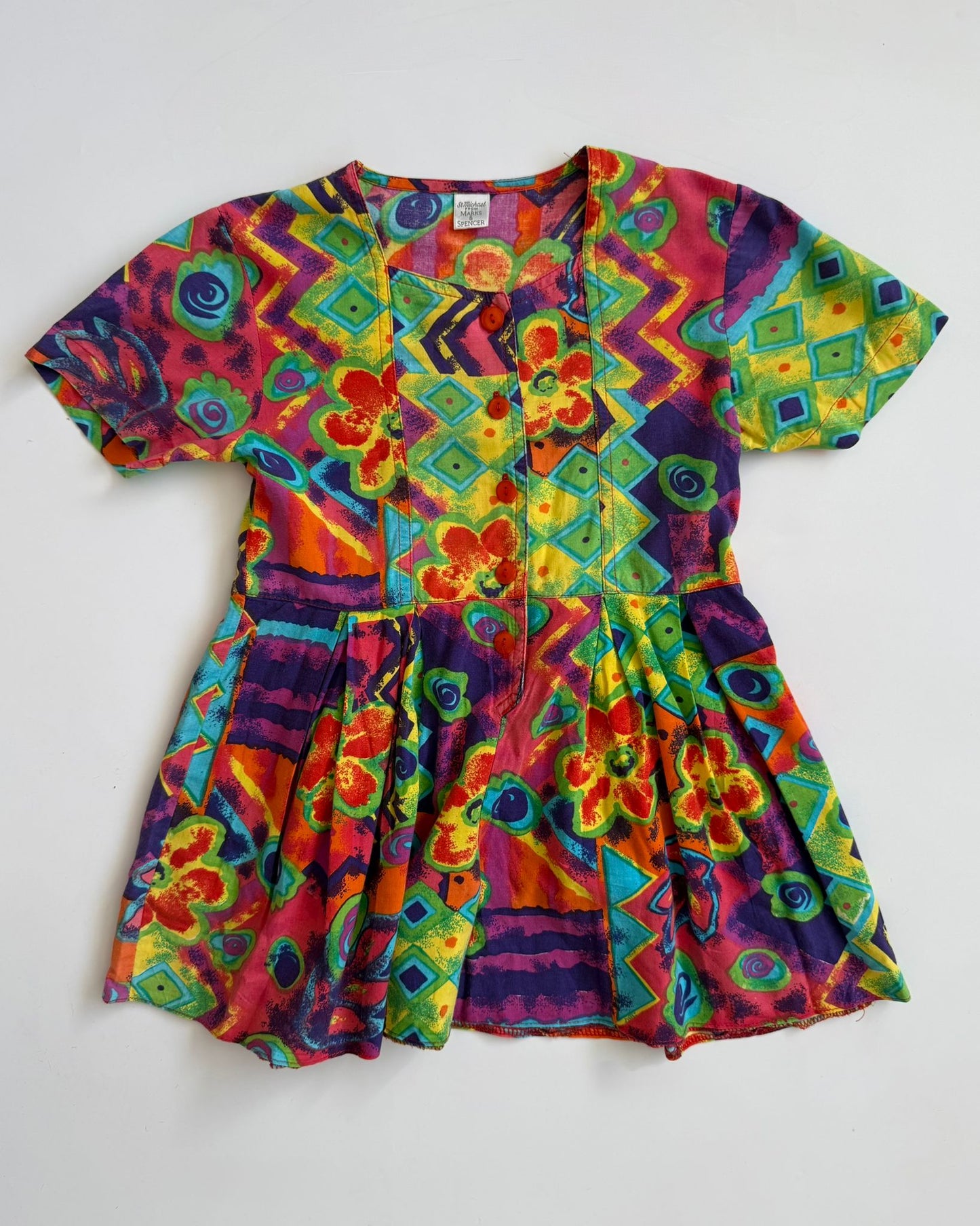 Vintage St Michael Abstract Print Playsuit 6 Years