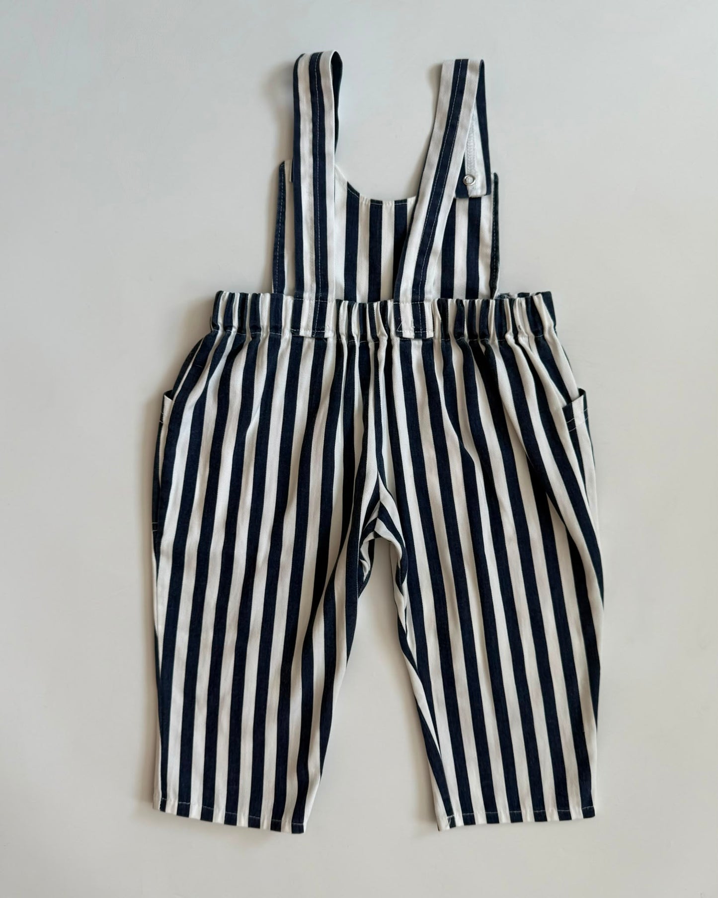 Vintage Navy White Striped Dungarees 18-24M Unisex