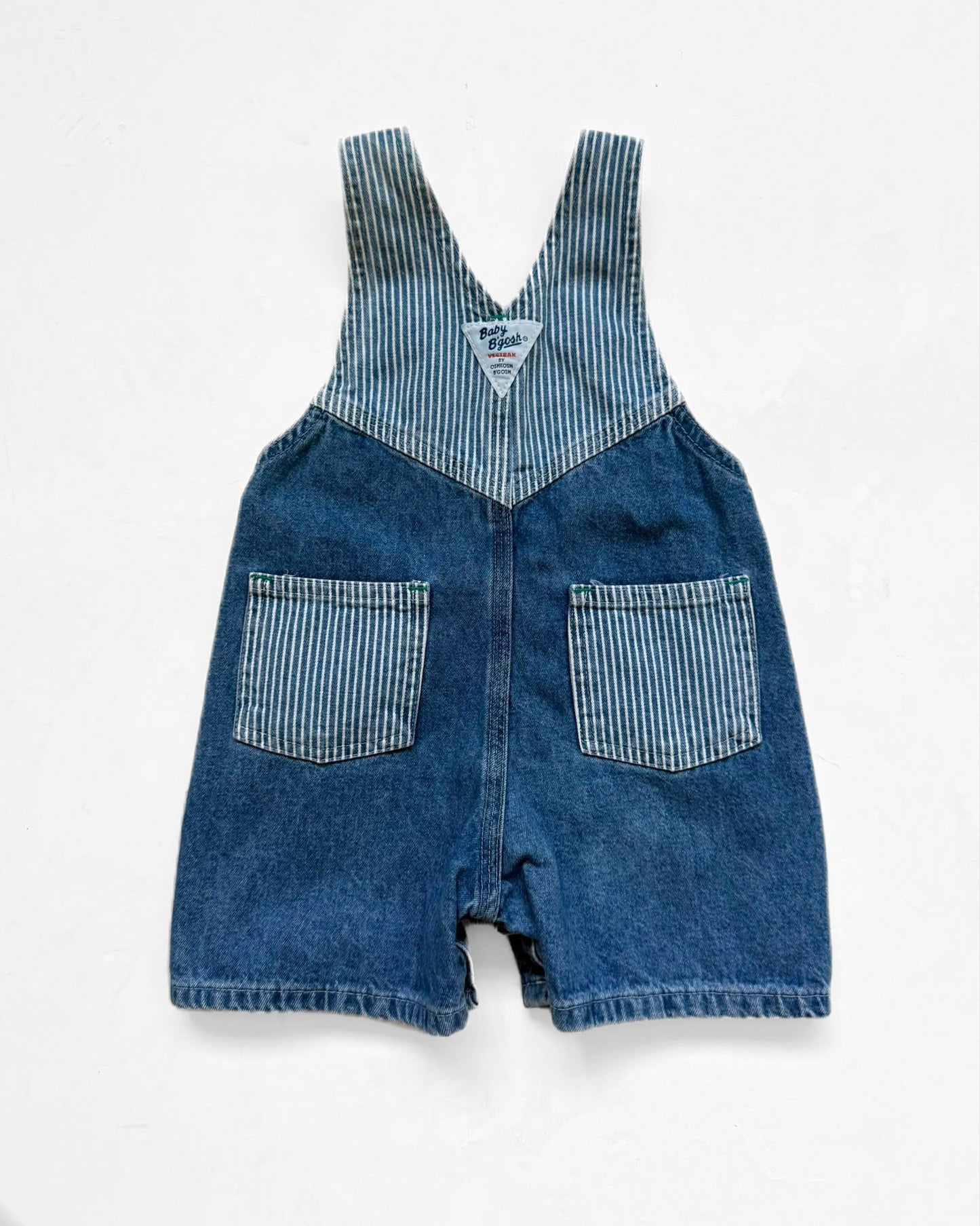 Vintage OshKosh B’Gosh Denim Hickory Stripe Short Dungarees 12M