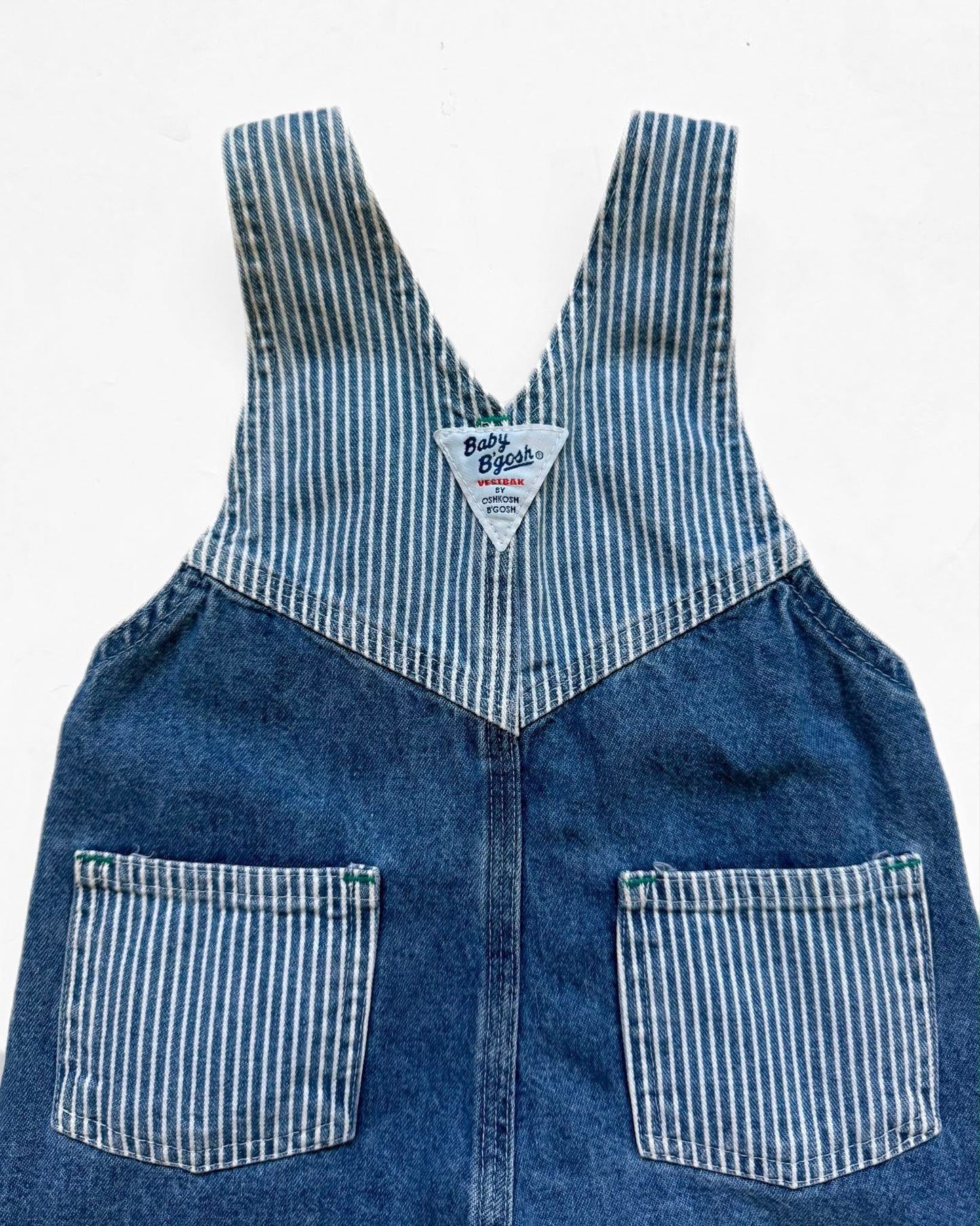 Vintage OshKosh B’Gosh Denim Hickory Stripe Short Dungarees 12M