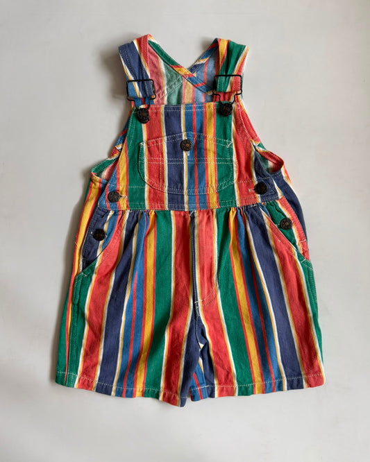 Vintage H&M Rainbow Stripe Denim Dungaree Shortalls 18-24 Months