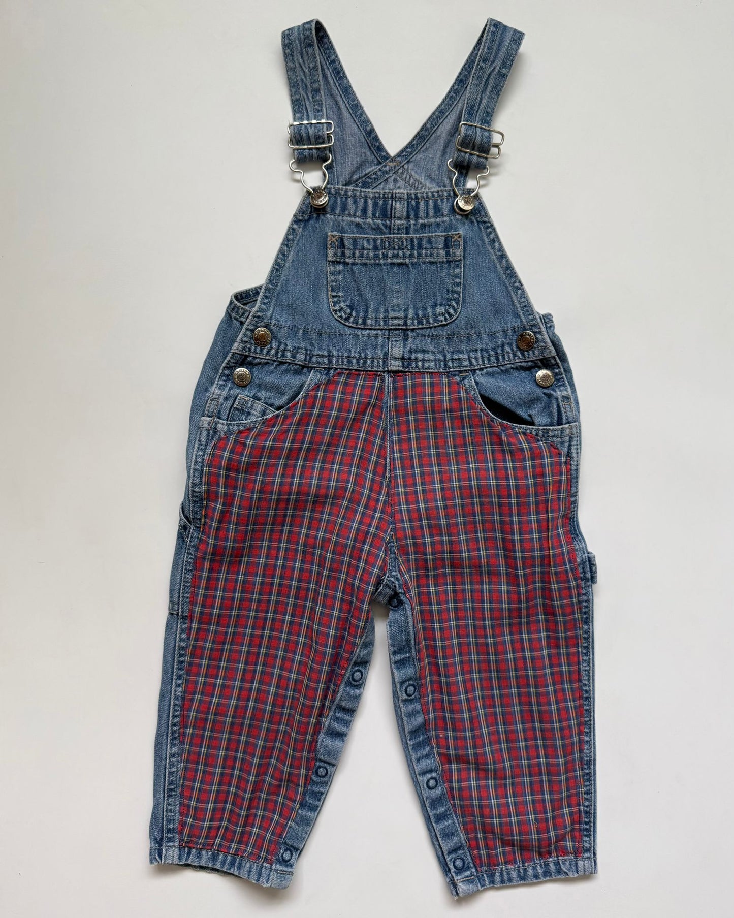 Vintage Arizona Jean Company Denim Tartan Dungarees 24M