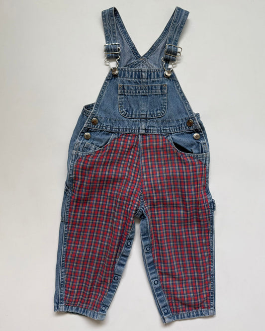 Vintage Arizona Jean Company Denim Tartan Dungarees 24M