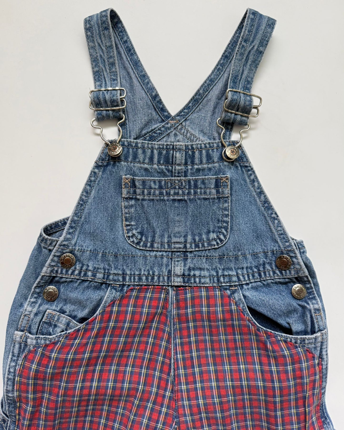 Vintage Arizona Jean Company Denim Tartan Dungarees 24M
