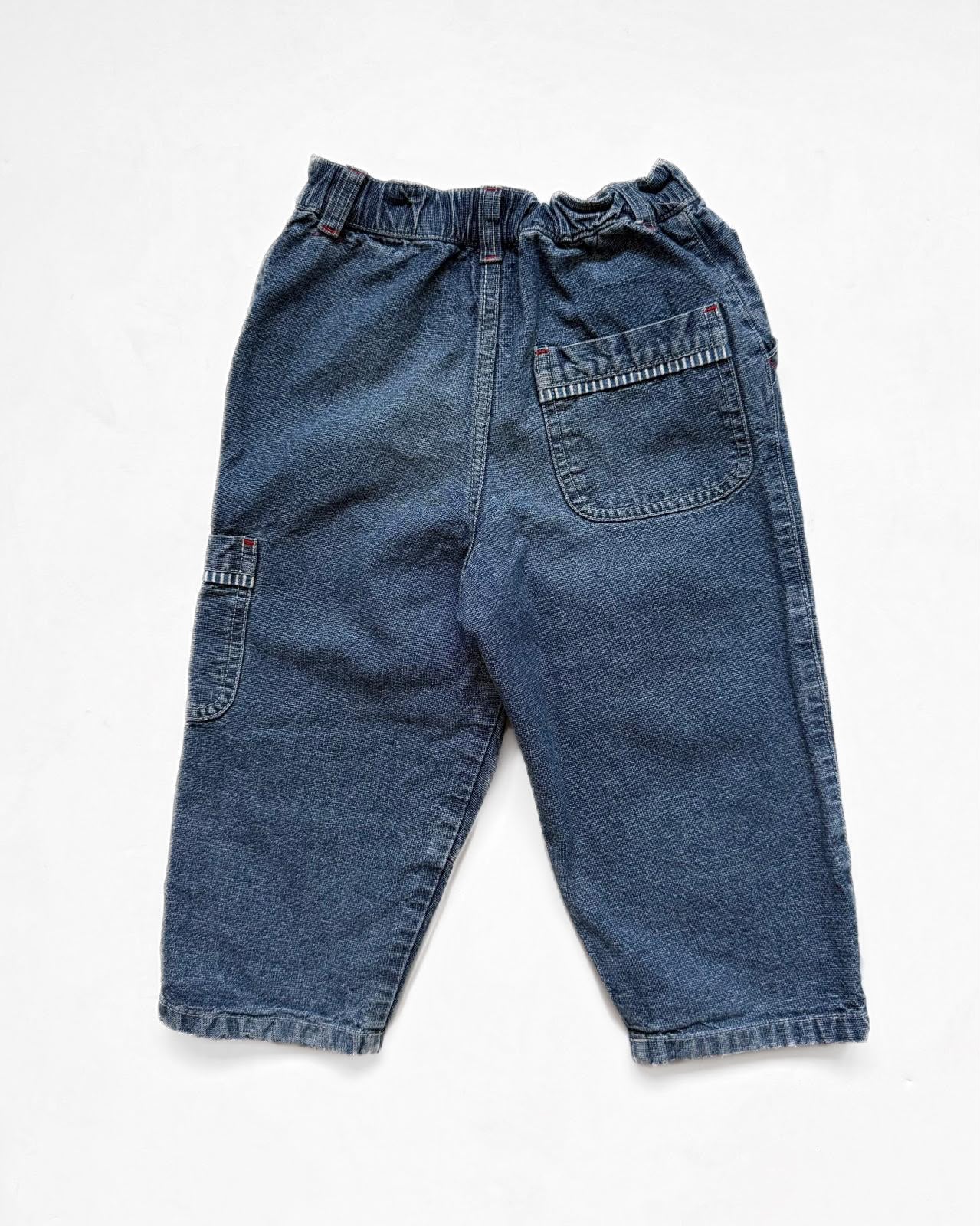 Vintage OshKosh B’Gosh Hickory Detail Denim Cargo Jeans 24M